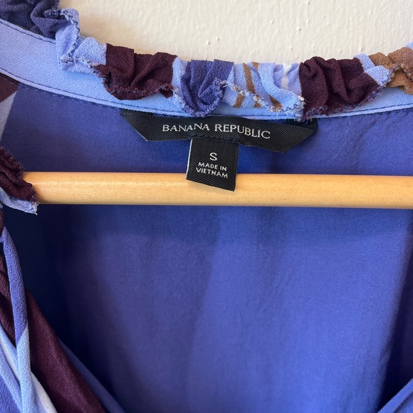 Banana Republic purple brown striped balloon sleeve top - Picture 2 of 5